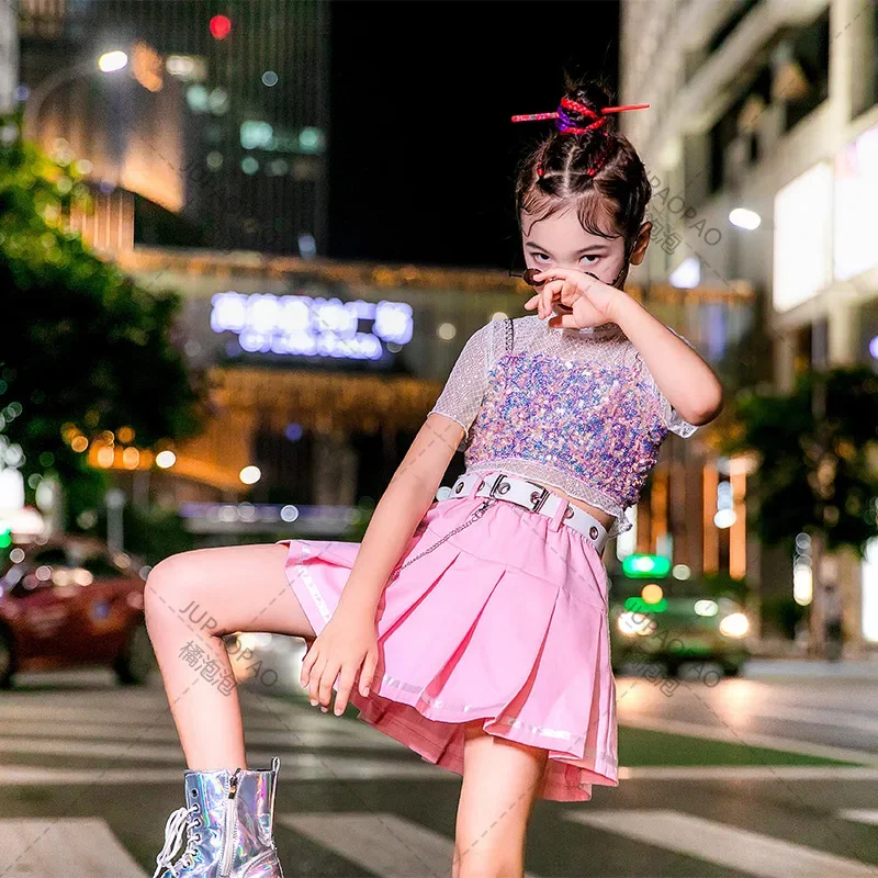 Girls Jazz Urban Dance Girl Clothes Clothes K-pop Cool Clothes for Children Hip-hop Dance Suit Children\'s Runway Clothes