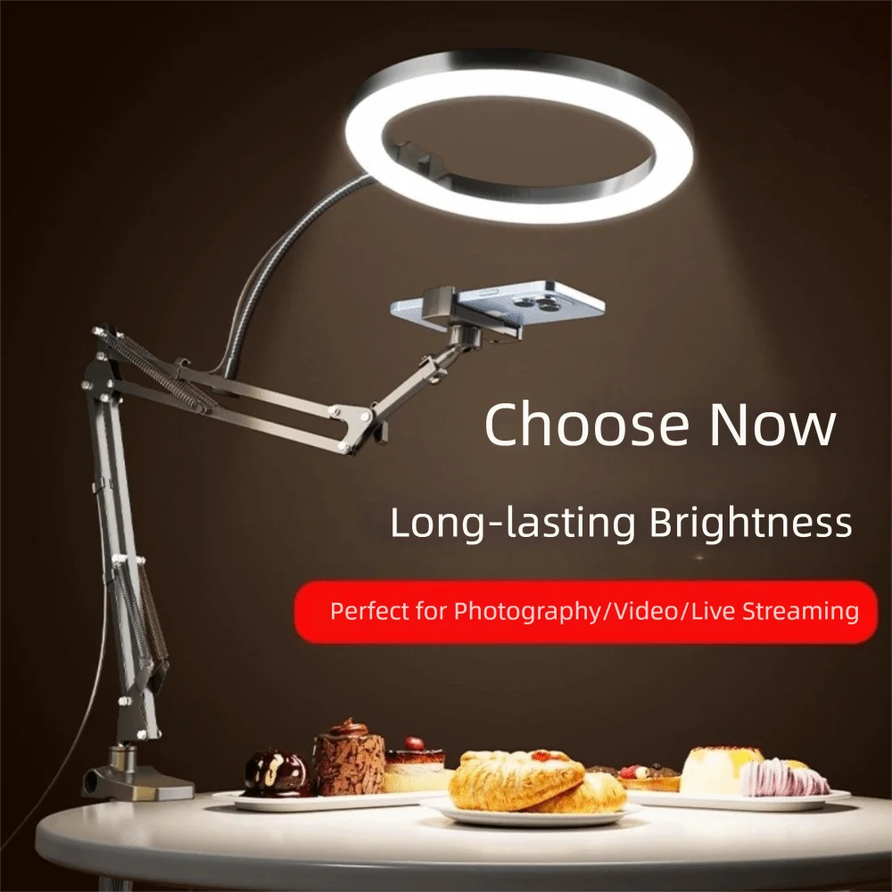 with 26cm Light Live Light Phone Stand Multi-angle Adjustmentable Cantilever Live Streaming Stand Foldable Design