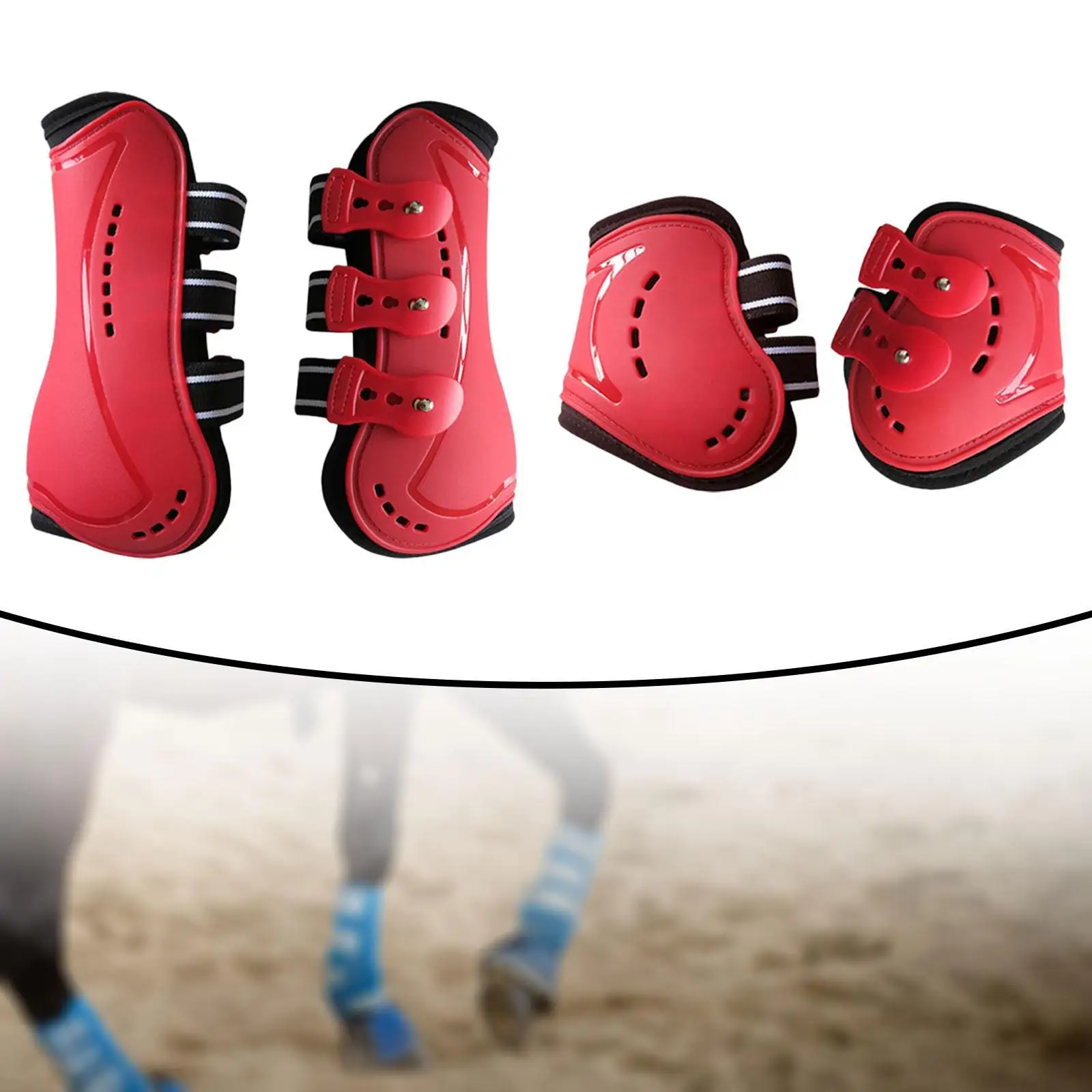4x Horses Boots Shock Absorbing Reusable Leg Wraps for Jumping Sport Riding