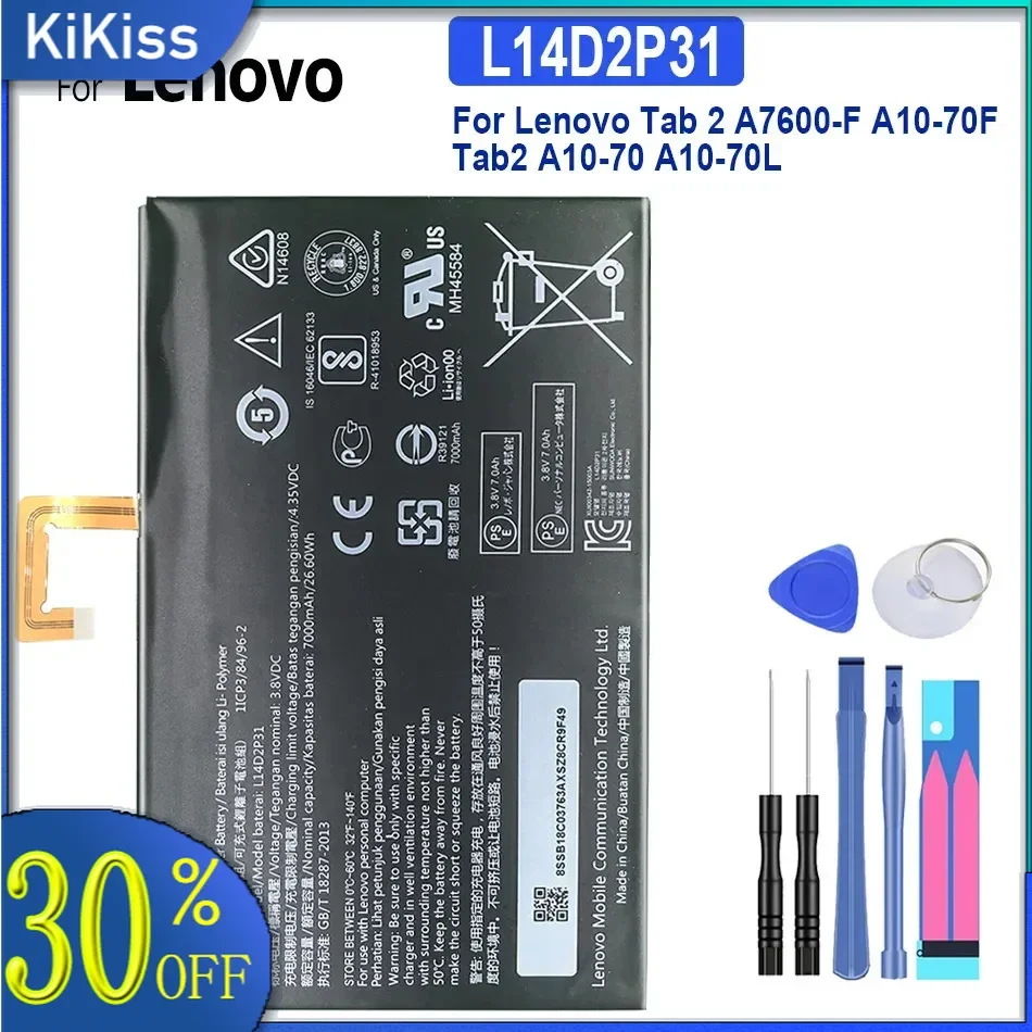 

Battery For Lenovo Tab 2, A7600-F, A10-70F, Tab2, A10-70, A10-70L, 7000Mah, L14D2P31, Supply Tracking Number