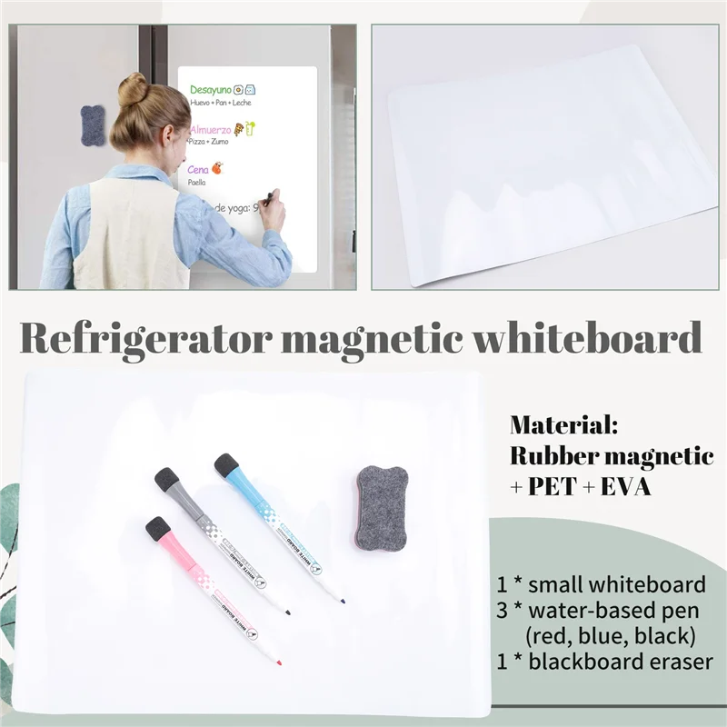 

AB09-магнитный календарь доски для сухого стирания для холодильника с 3 ручками и большим ластиком, для заметок, еженедельного планирования, рисования