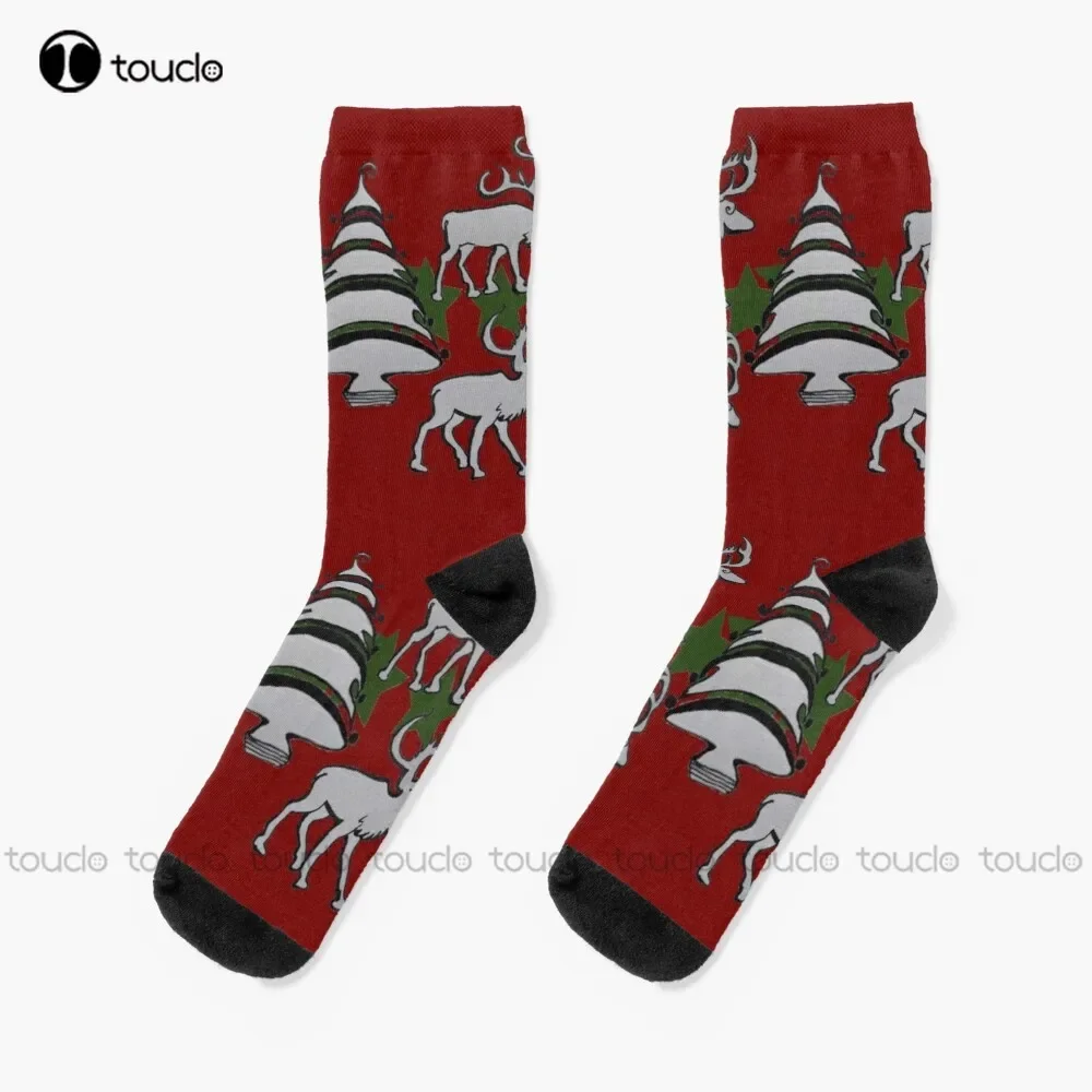 Christmas Magic Santa Claus Reindeer Winter Socks Cow Socks Unisex Adult Teen Youth Socks Christmas Gift Custom Hd High Quality