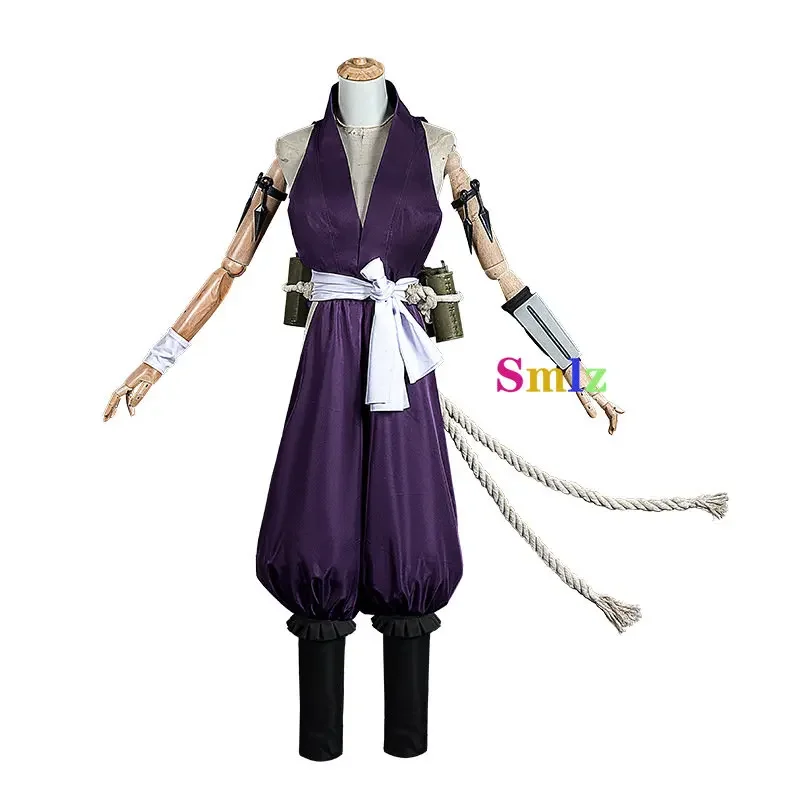 Disfraz de Yuzuriha de Anime Jigokuraku, disfraz de Kunoichi del paraíso del infierno, uniforme, accesorios para fiesta de Halloween, peluca púrpura