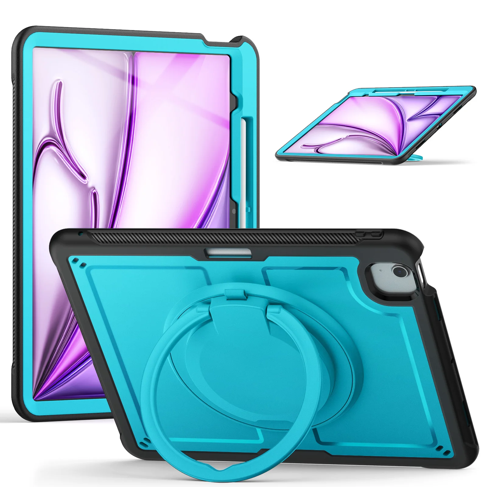 

Гибридный чехол для iPad Air 13 2025 M3 2024 M2 Pro 13 2025 M5 M3 2024 M4 с вращающейся на 360 градусов ручкой, складная подставка, слот для ручки