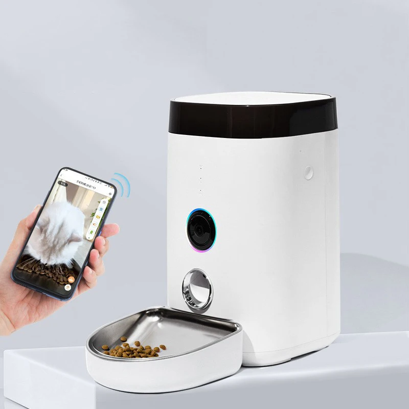 4L 2.4G WiFi Smart Automatic Pet Feeder with 1080P , APP Remote Control Dry Food Dispenser for Cats & Dogs