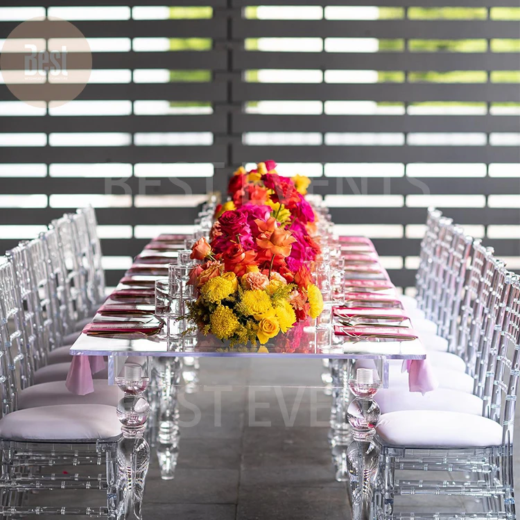 New Design Modern Rectangular Transparent Acrylic Wedding Table