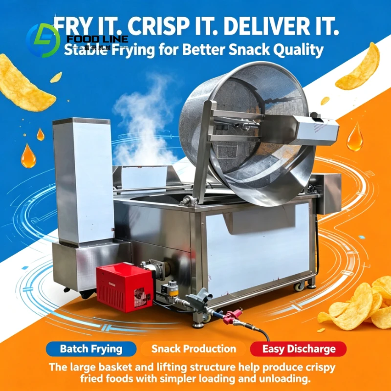Customized Automatic Feeding Discharging Stirring Design Onion Chips Rings Tofu Pork Skin Falafel Snack Batch Frying Machine