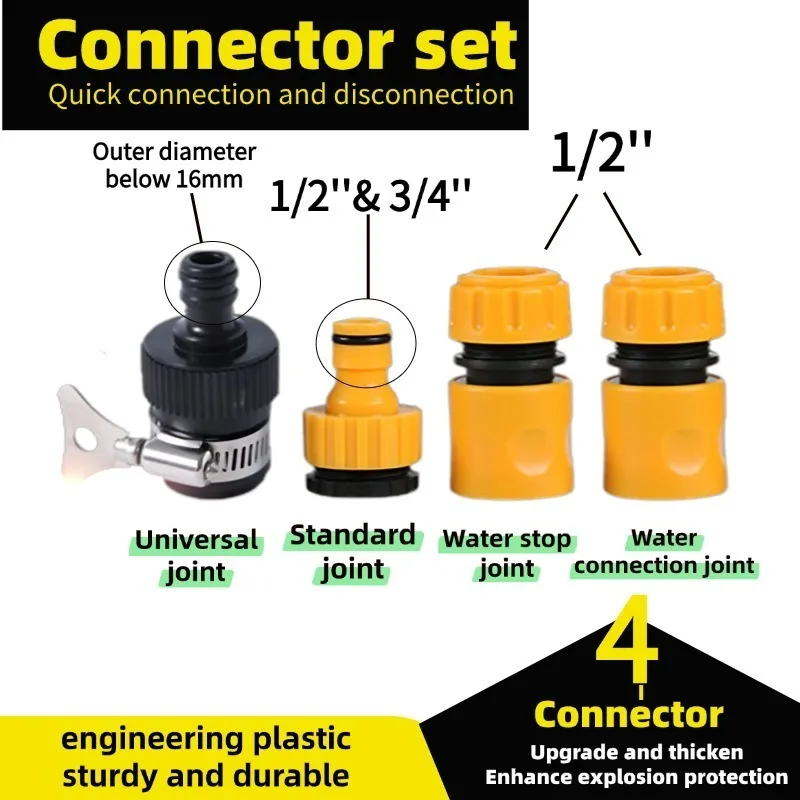 

1/2'' & 3/4'' Inch Garden Hose Connector, Quick Coupling Adapter Set, Male to Male Joint Extender for Watering Pipe Accessories