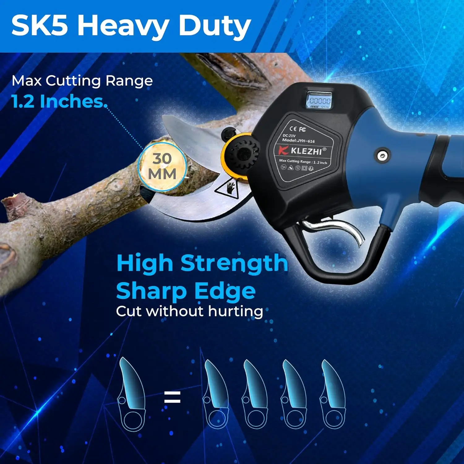 Professional Sharp Cordless Electric Pruning Shears with Screen