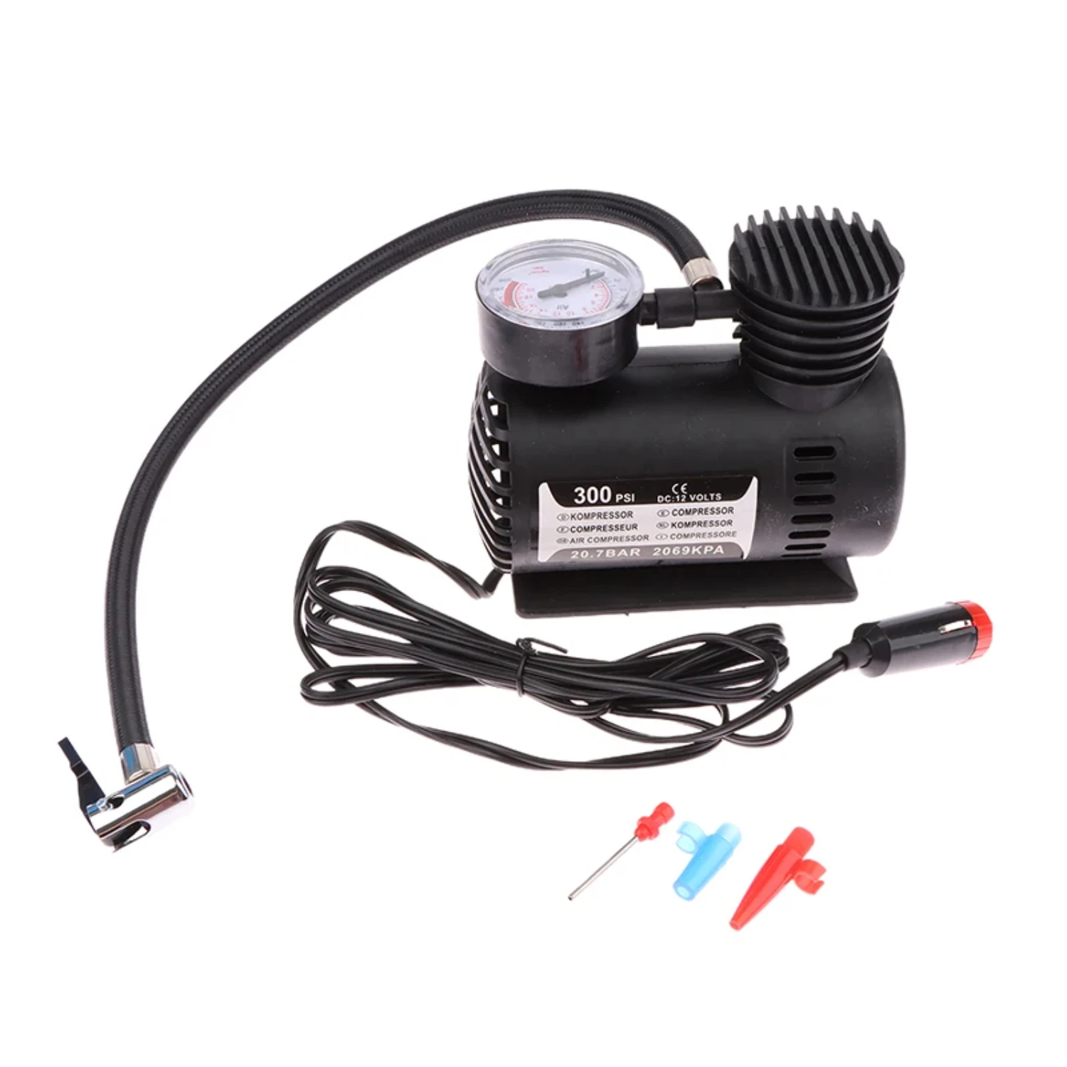 

Portable 12V 300psi Mini Air Compressor Car Tire Tyre Inflator 15LPM Quickly Inflate Auto Set