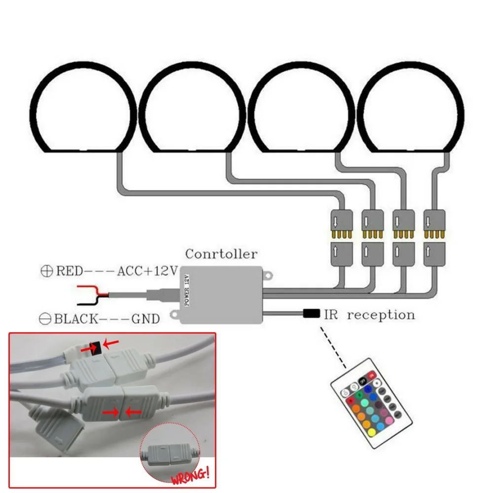 닷지 챌린저 2008-2014 헤드라이트 개조용 초고휘도 RGB 멀티 컬러 LED 자동차 헤드라이트 엔젤 아이즈 헤일로 링 라이트 키트