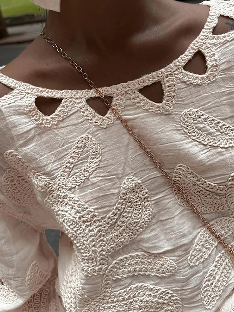 Holle Borduren Vrouwen Top Set Golf Cut Hoge Taille Vrouwelijke Shorts Sets Lente O Hals Onregelmatige Dame Vakantie Outfits