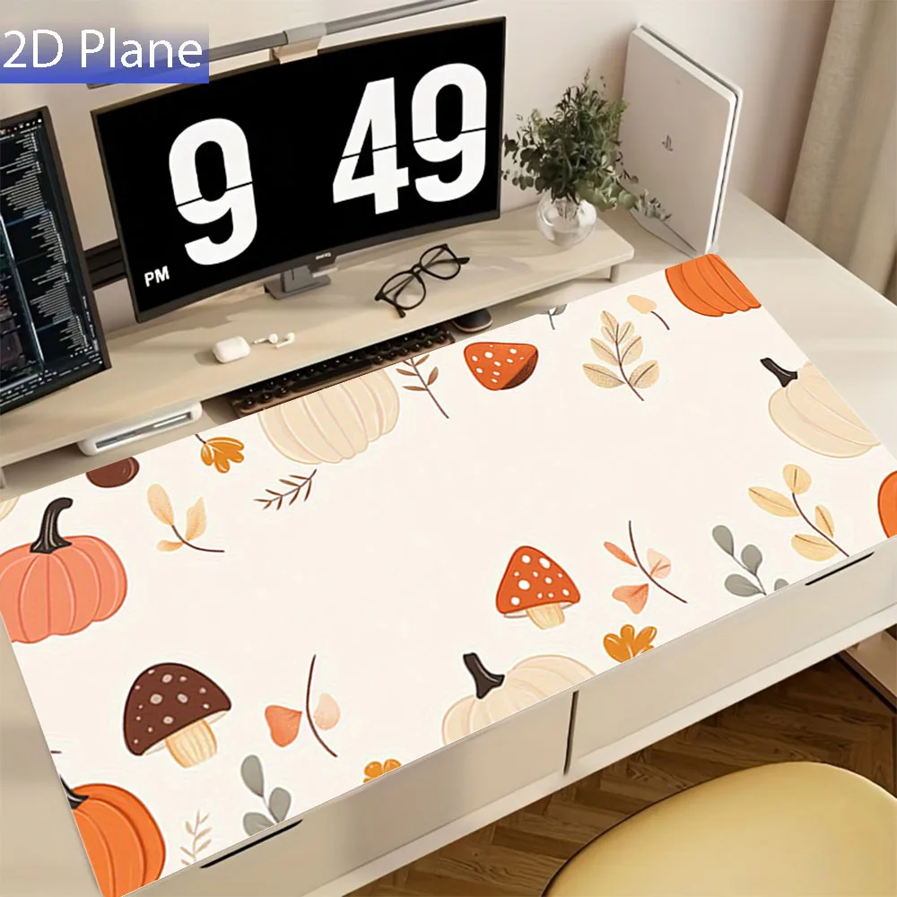 

Коврик для мыши с узором тыквы и грибов, игровой настольный коврик, нескользящая резиновая основа, большой коврик для мыши для ПК, ноутбука, клавиатуры, офиса