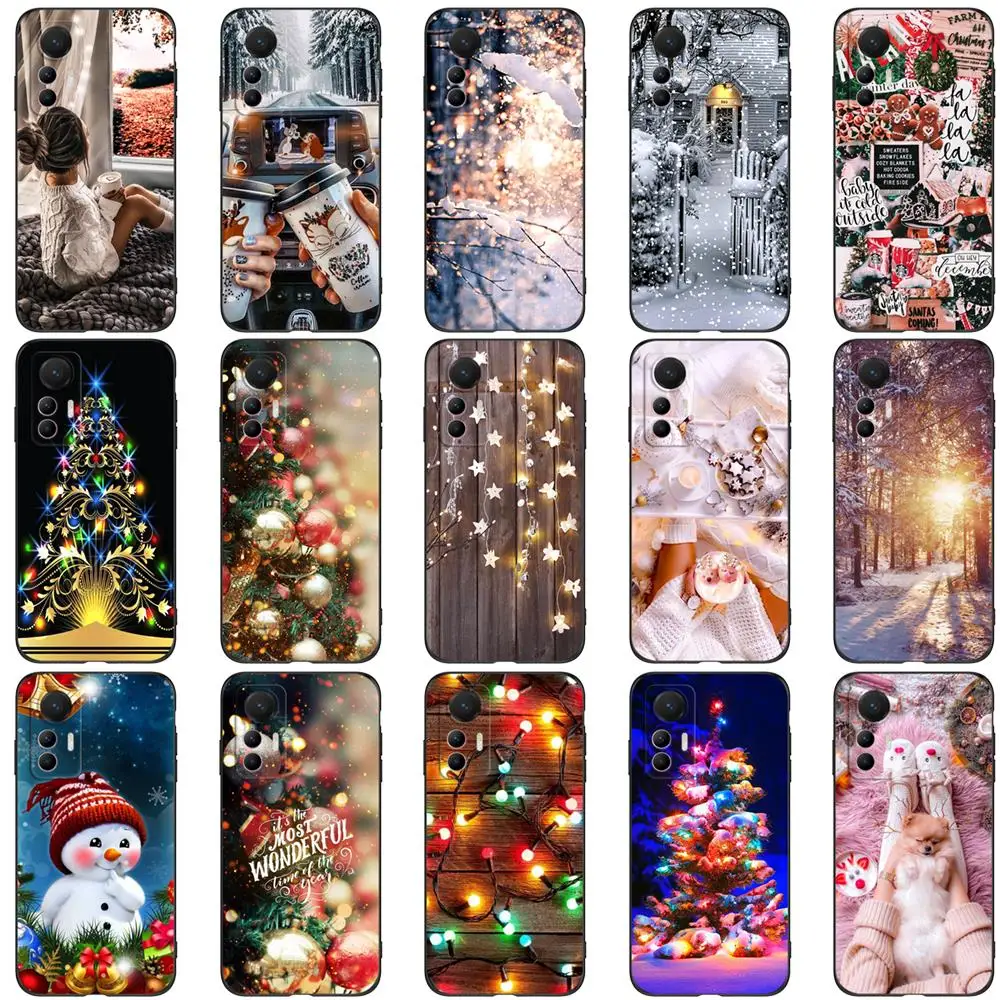 For Xiaomi 12 Case For Xiaomi 12 Pro 12X 12 Lite Cover Xiaomi12 mi 12 X 12pro mi12 Case Black Tpu Case winter christmas girl