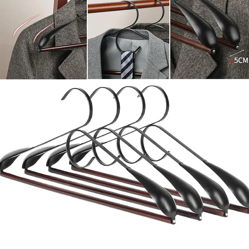 2PCS Longer and Wider Adult Clothes Hangers,Curved Hanger with Shoulder-like Curves for Suits Pants,Premium Iron Storage Racks