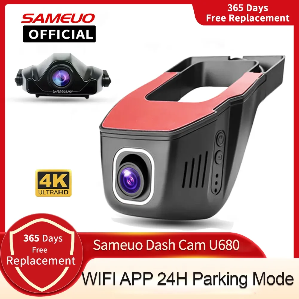 Sameuo Hidden Car Dvr Dash cam Wifi Front and Rear Camera 4K 2160P 1080P loop record APP control record the driving process