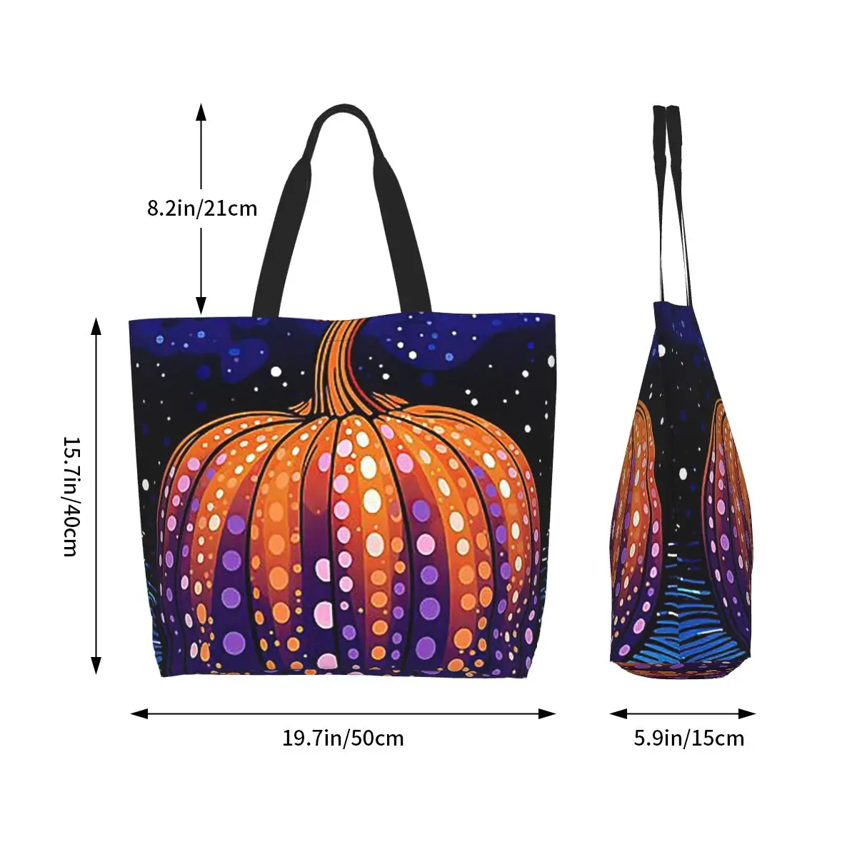Yayoi Kusama Polka Pumpkin Shopping Tote Bag Canvas Large Capacity Shoulder Bags Shopper Grocery Handbag for Women
