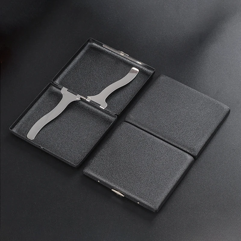 Premium Black Matte Cigarette Case Dual Size Metal Pocket Holder Slim Crush Proof Cigarette Storage Box Gift for Men Smokers view 6