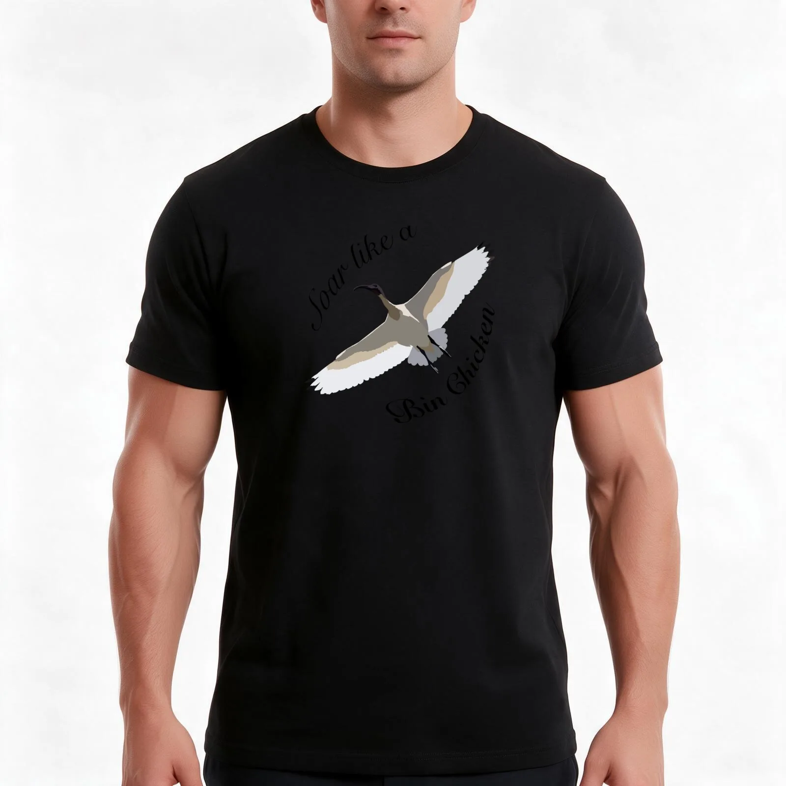 Soar like a Bin Chicken Ibis T-Shirt, Summer Casual Cotton Tee, Oversized Streetwear Tops, Vintage Graphic Print, 100% Cotton