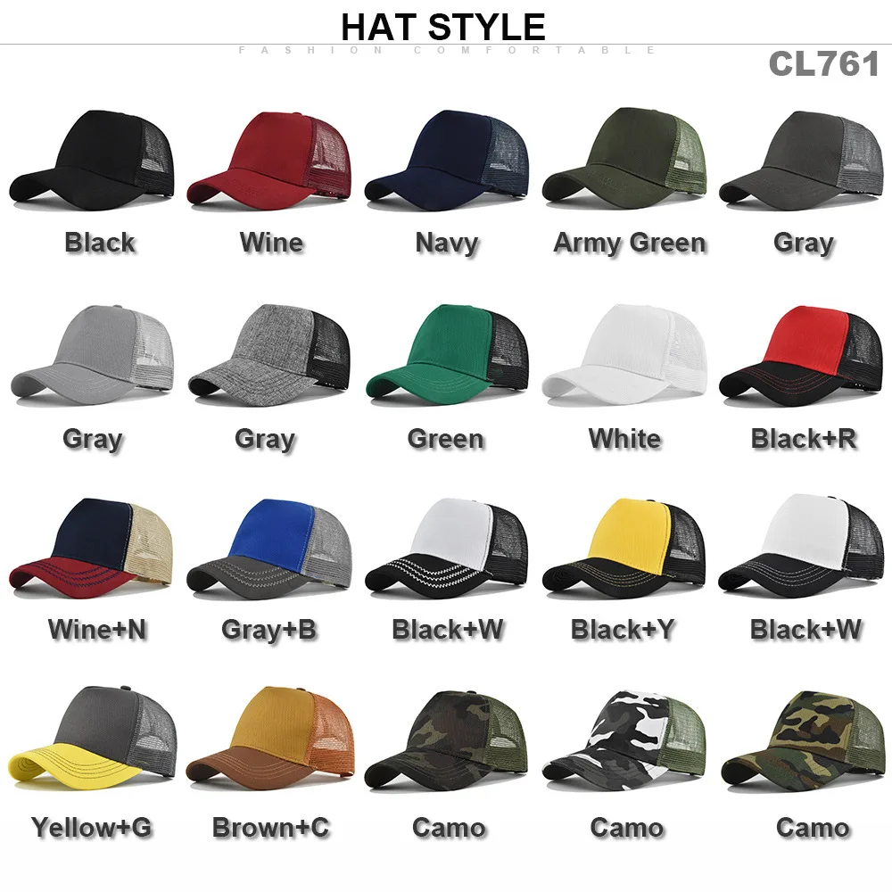 10 Pieces / Lot Customized Logo Printing Baseball Cap Hard Top 5-Panel Mesh Caps For Men Women Summer Cotton Hat Gorra Wholesale