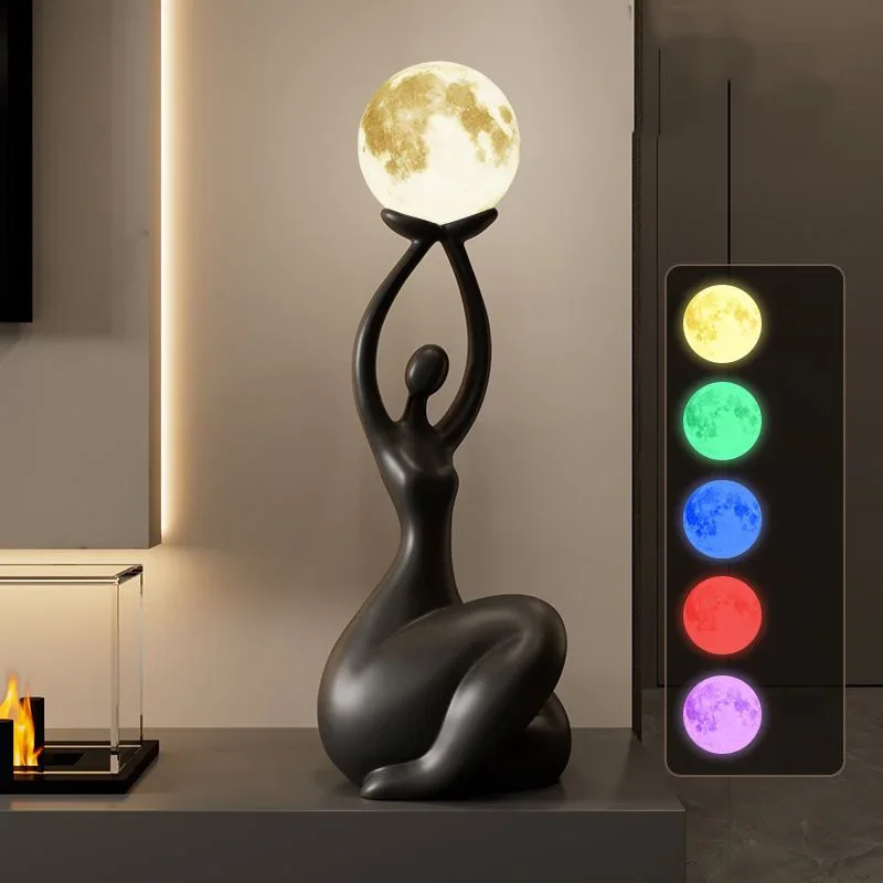 Abstract Figure Character Statue Floor Lamp Resin Decoration Home Bedroom Sculpture Ornaments Homestay Table Light Accessories