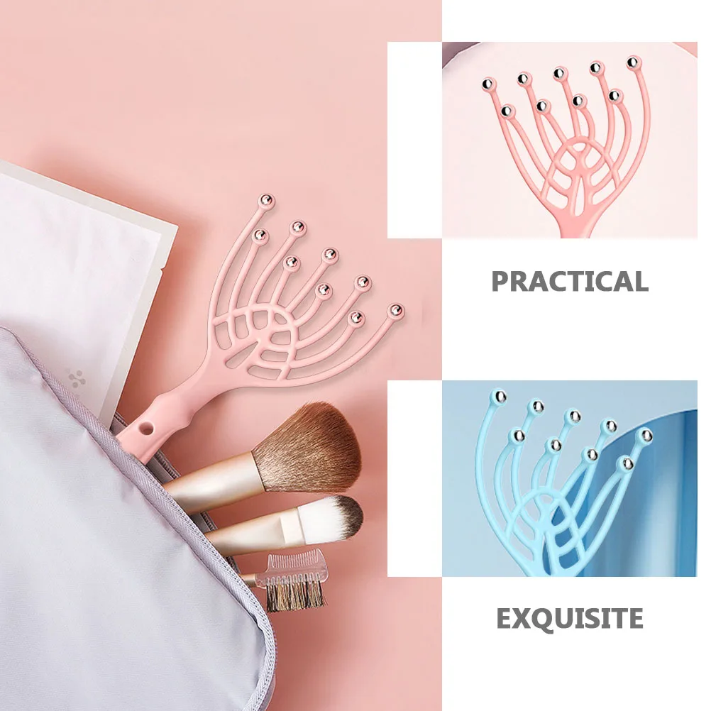 Massaggiatore per la testa da 4 pezzi, strumento per massaggio del cuoio capelluto, sfera in acciaio, multifunzione, per alleviare lo stress, per uso familiare, da viaggio, all'aperto