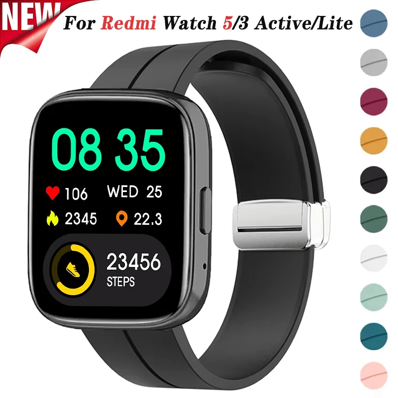 Magnetic Silicone Strap for Redmi Watch 5/3 Active 22mm Replacement Band Wristband for Xiaomi Redmi Watch 5 lite 3 Lite Bracelet