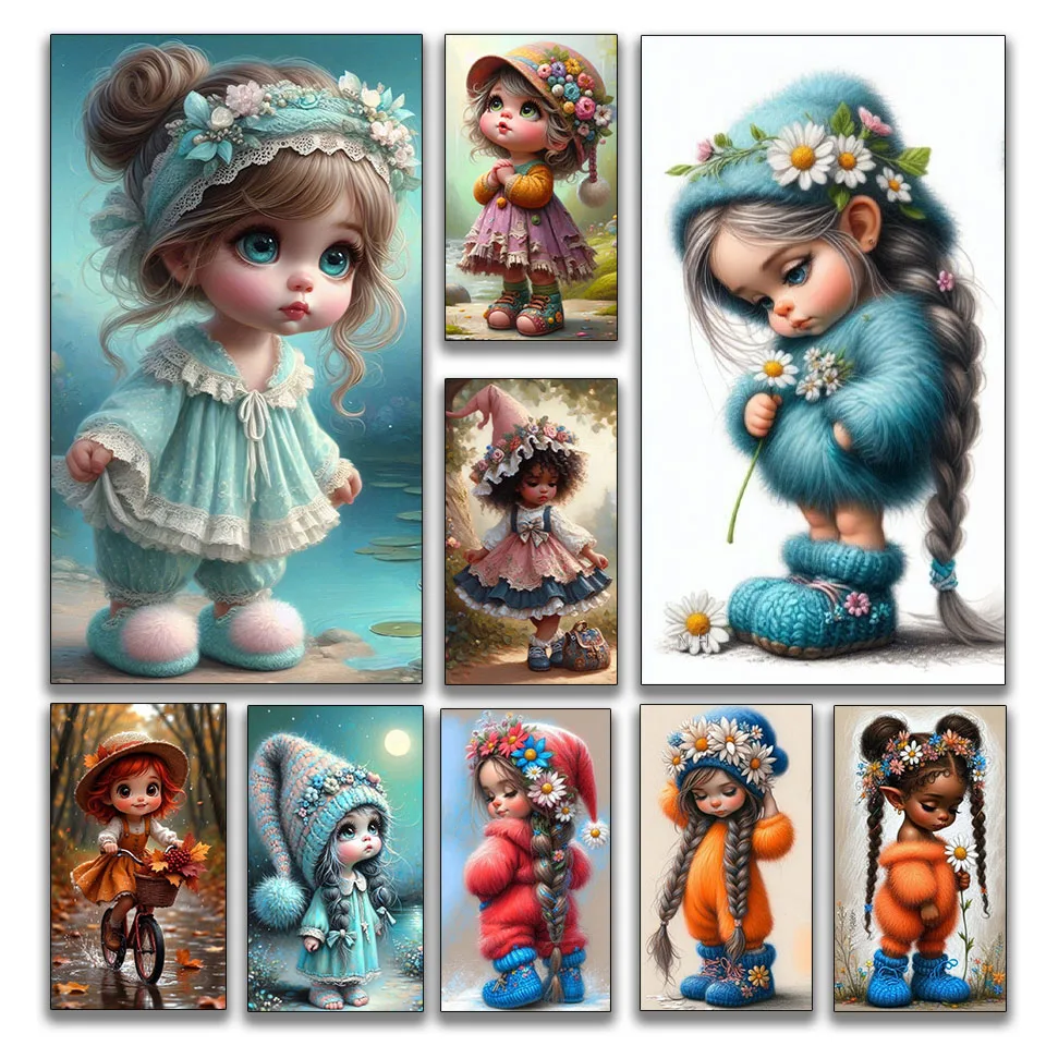 

5D DIY Diamond Painting WOWO Mosaic Cross-Stitch Kit Crystal Art full Square Round Rhinestone Cute girl Embroidery Home Decor