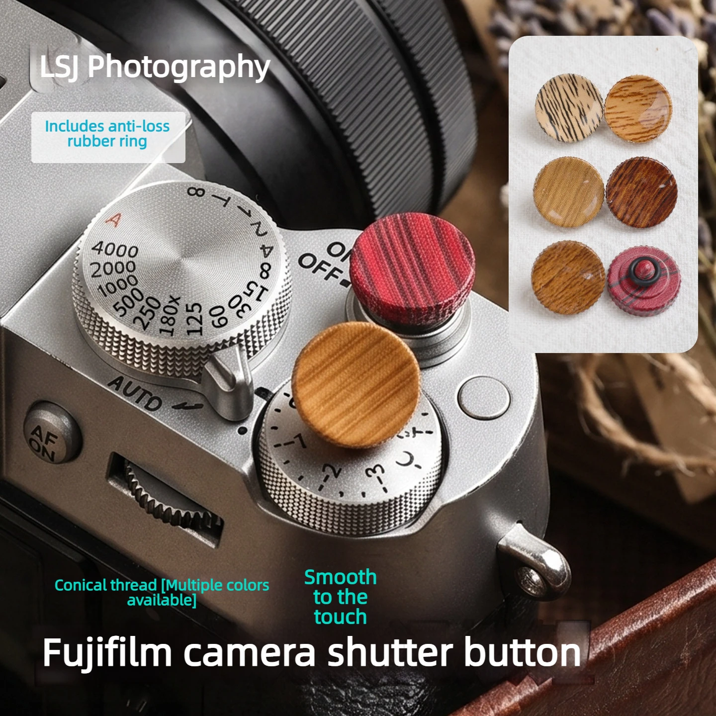 Bouton de déclenchement en bois de qualité supérieure pour appareils photo Fujifilm, bouton de déclenchement souple pour Fuji X100V XT5 XT30, universel pour Leica Canon Nikon