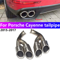 For 2015-2017 Porsche Cayenne Exhaust Pipe Upgrade GTS Stainless Steel Quad Out Black Muffler Nozzle Tip