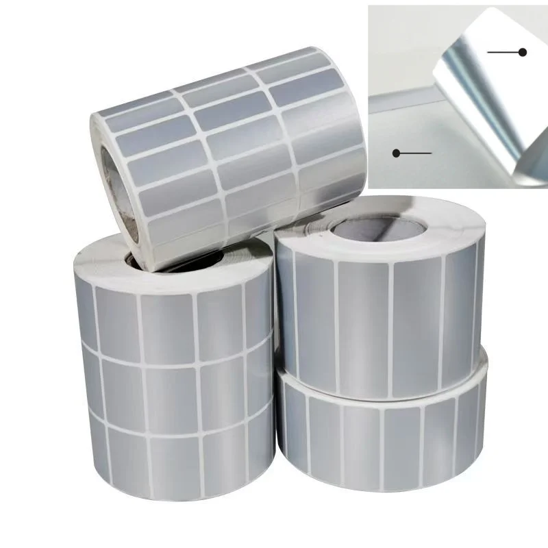 1 рулон/упаковка матовых серебряных наклеек, пустая ПЭТ-этикетка, для термотрансферного принтера, этикеток со штрих-кодом, офисных принадлежностей (нетермальный pap)