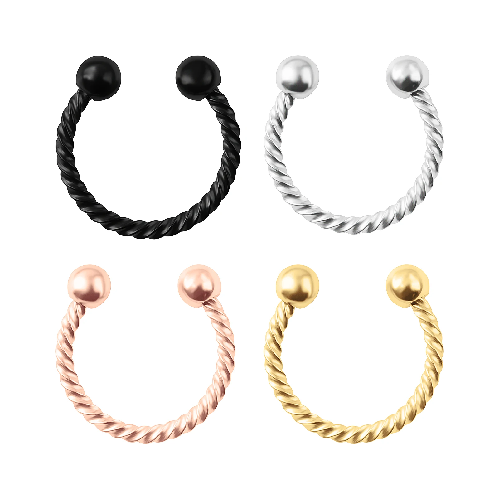 1pc 316L Stainless Steel Nose Ring U-shaped Nose Ring Fake Nose Piercing Minimalist Jewelry for woman and man