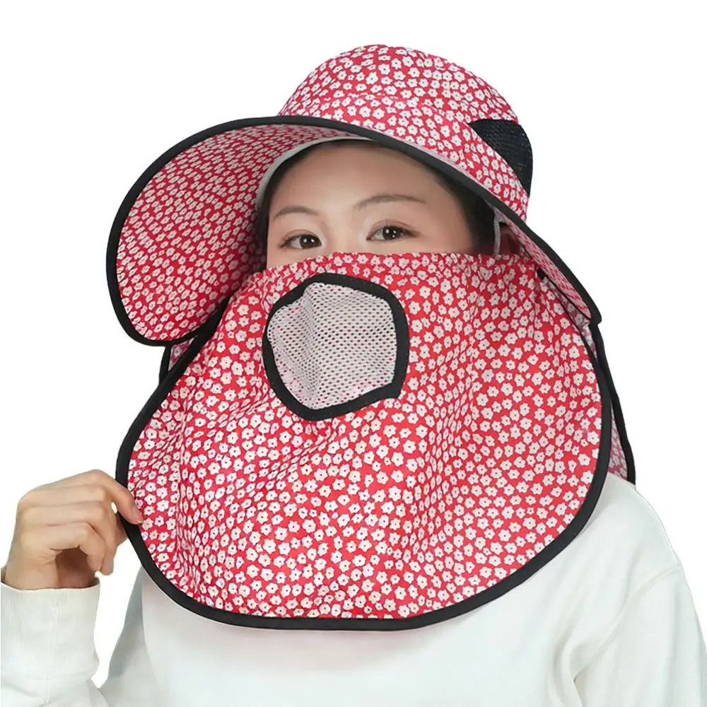 

Portable Mesh Breathable Sun Hat Fordable Wide Brim Agricultural Work Cap Anti-UV Face Neck Protection Sunscreen Hat Summer