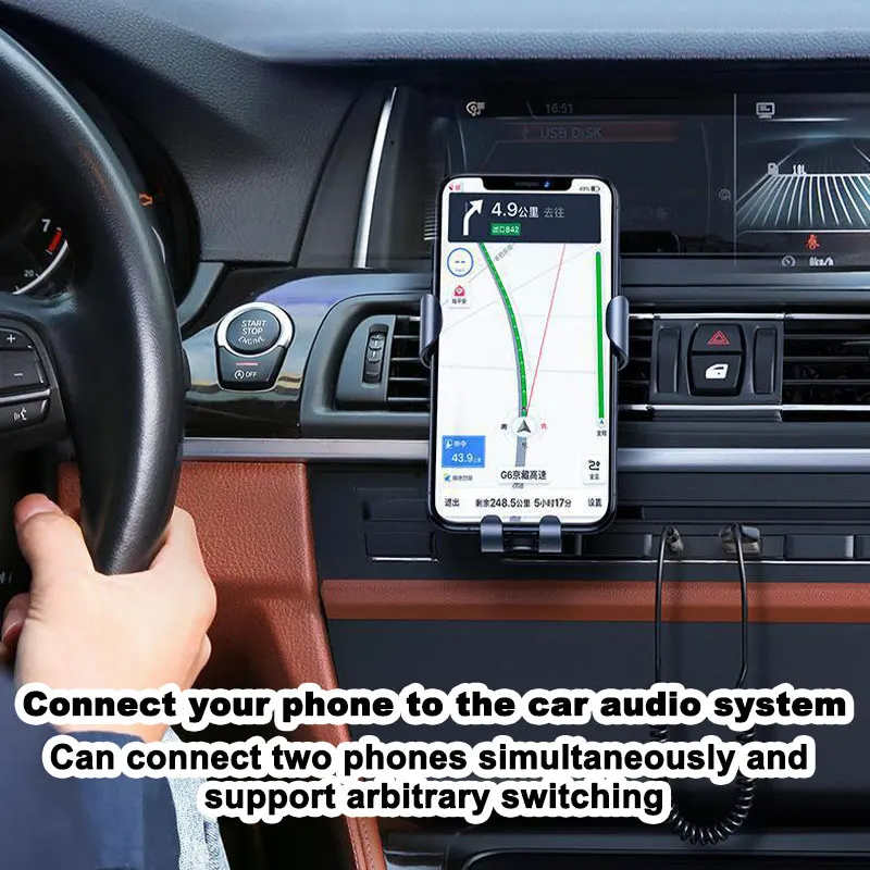 بلوتوث 5.0 مجموعة السيارة AUX استقبال الصوت USB إلى 3.5 مللي متر Hifi ستيريو الموسيقى الملاحة يدوي مع هيئة التصنيع العسكري محول لاسلكي إرسال #4