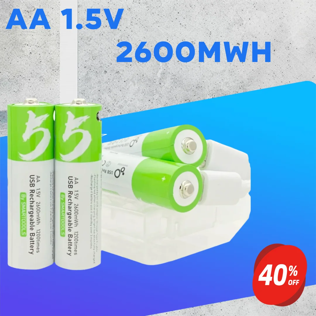 4-16PCS AA 1.5V 2600mWh Capacity Rechargeable Batteries Suitable for Remote Control Mouse Small Fan Electric Toys + Type-C Cable