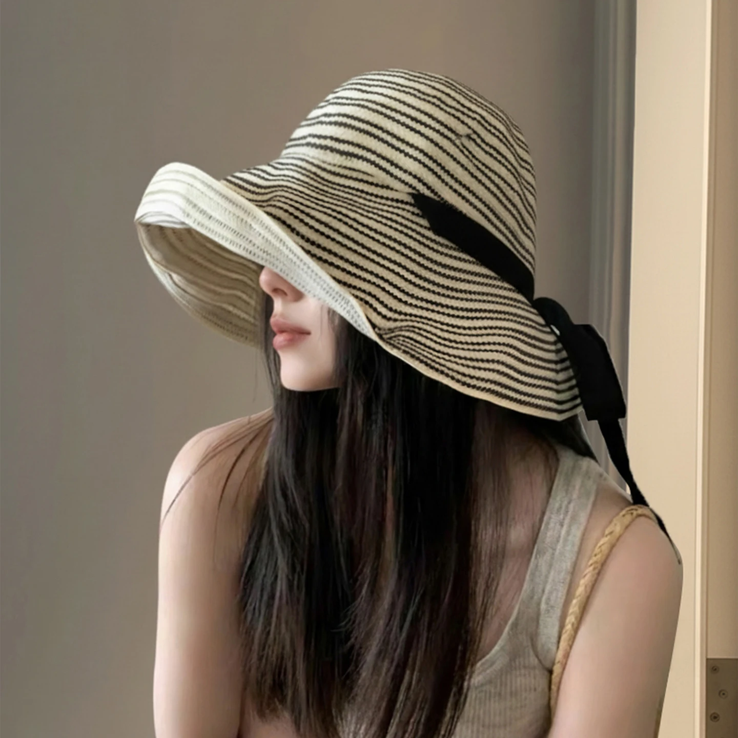 chapeau-de-pecheur-respirant-a-fines-rayures-pour-femme-chapeau-d'ete-avec-protection-solaire-pour-le-visage-protection-uv-large-bord-reglable-en-polyester
