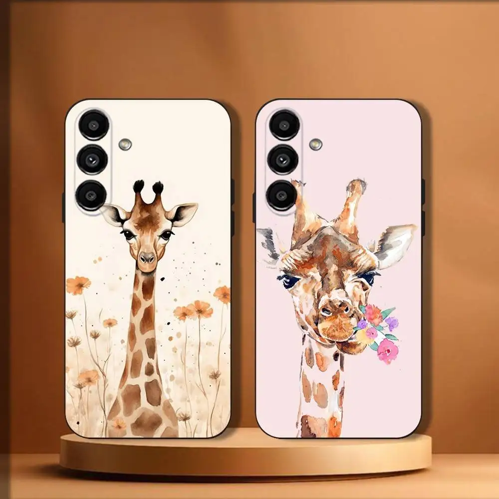 

Cute Animal Giraffe Phone Case For Samsung Galaxy A20,A21s,A22,A31,A32,A52,A53,A72,73,A80 Soft Black Cover