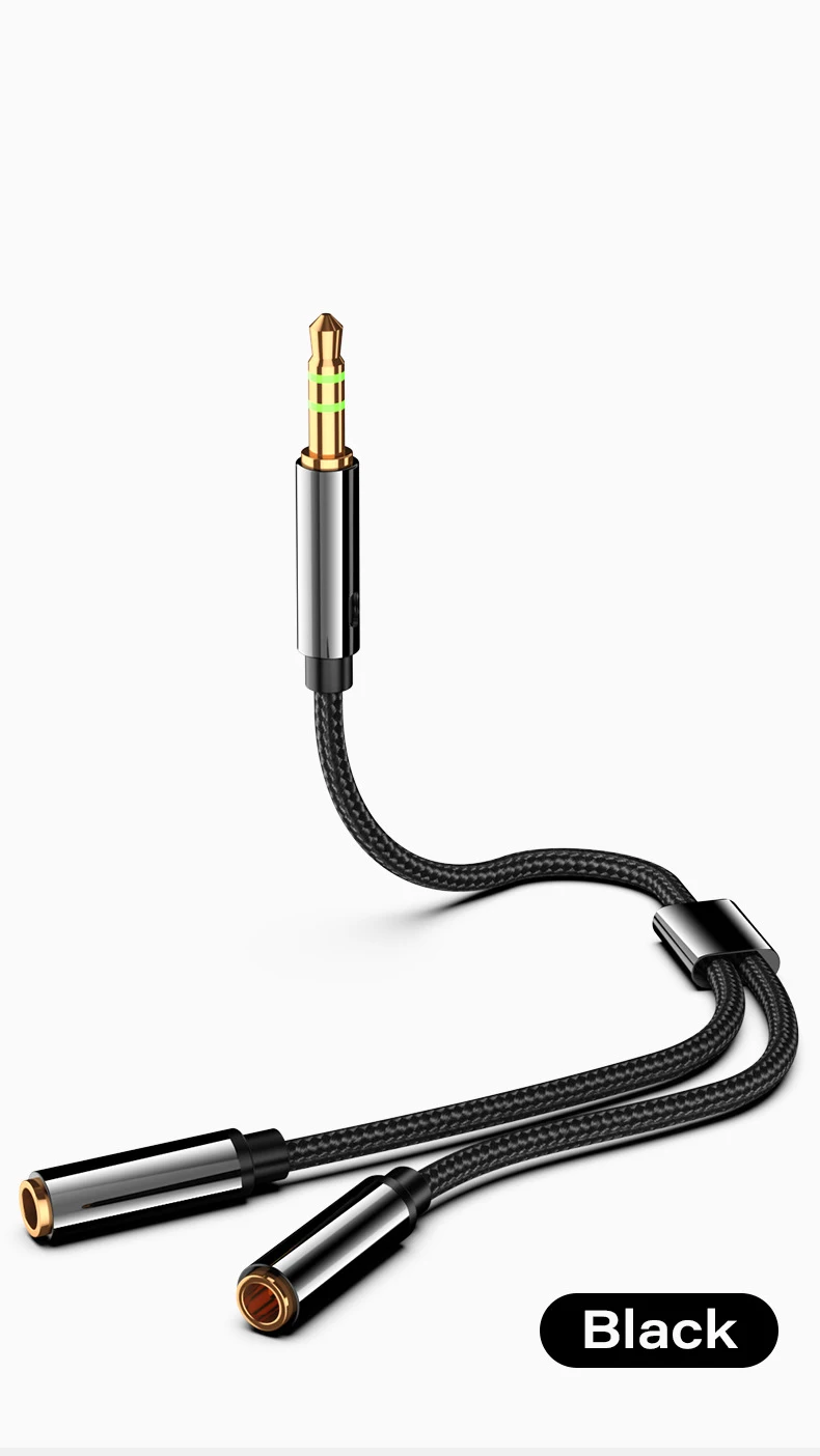 Kopfhörer-Splitter-Kabel, 3,5 mm Stecker auf 2 Buchsen, 3,5 mm Verlängerungskabel, AUX-Adapter für Telefon, Laptop, MP3-Audio-Splitter-Kabel – Detail 9