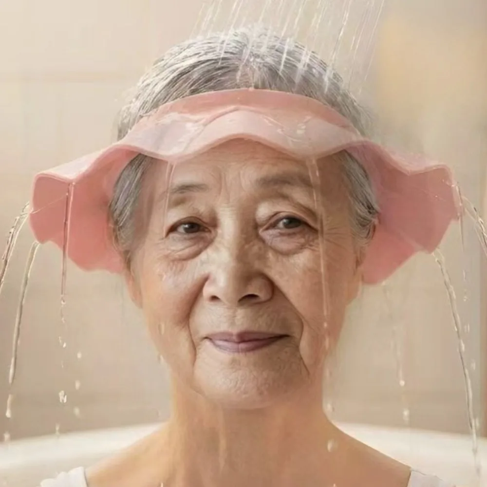 Adjustable Silicone Hair Washing Visor Hat for Elderly Adults Ear Protection Shower Water Shield Cap Prevent Water Into Eye Ears