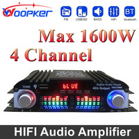 Woopker 1600W Peak Power HiFi Sound Amplifier Digital 4 Channel Audio Amp Support Bluetooth Karaoke Player FM Remote Control