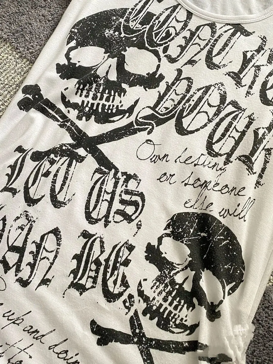 Punk Vintage Skeleton T Shirt Women Clothes Streetwear Gothic Grunge White Tees Sexy Summer Emo Aesthetic Short Sleeve Y2k Top