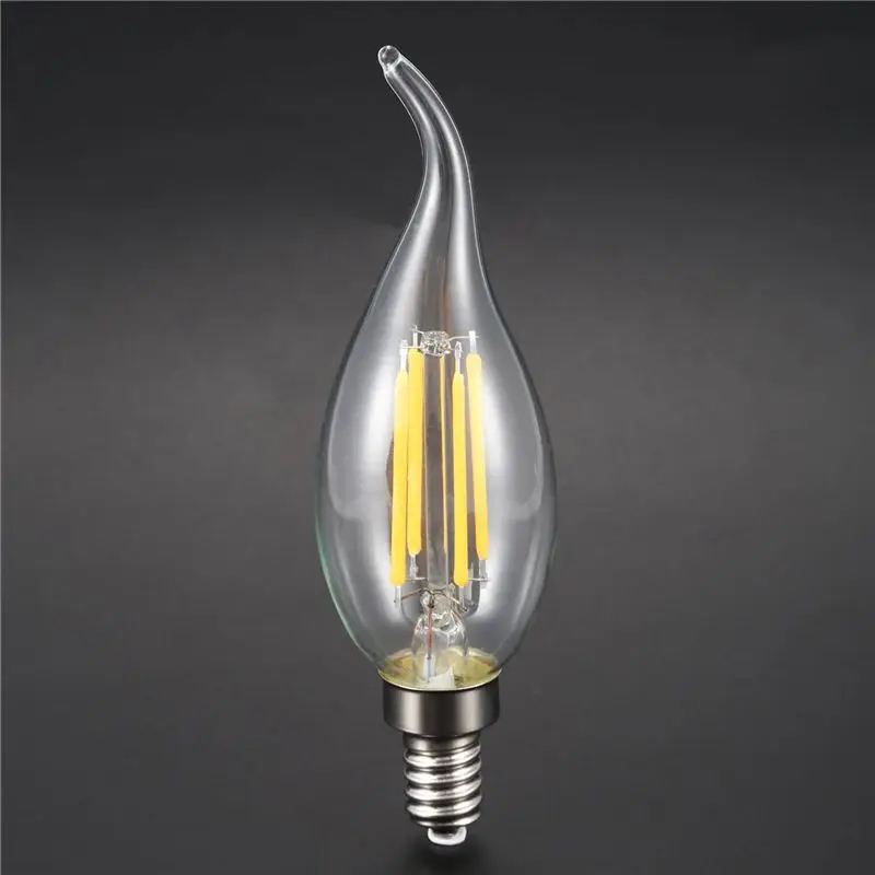 DT17 8X Dimmable E12 4W COB LED Candle Flame Light Bulb Lamp 480LM Warm White 360° for Home Bar