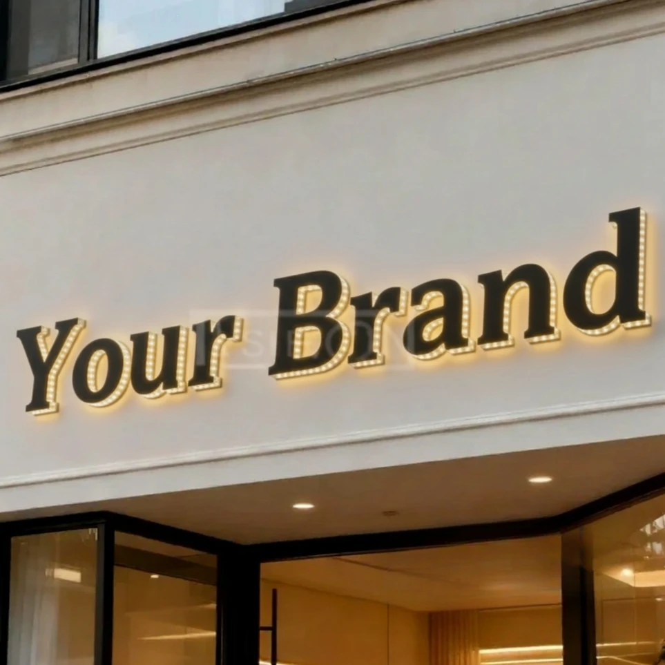 Custom 3D Metal Neon LED Sign Logo Letters - Luminous Outdoor Wall Advertising for Business Brand, Eye-Catching Commercial Decor