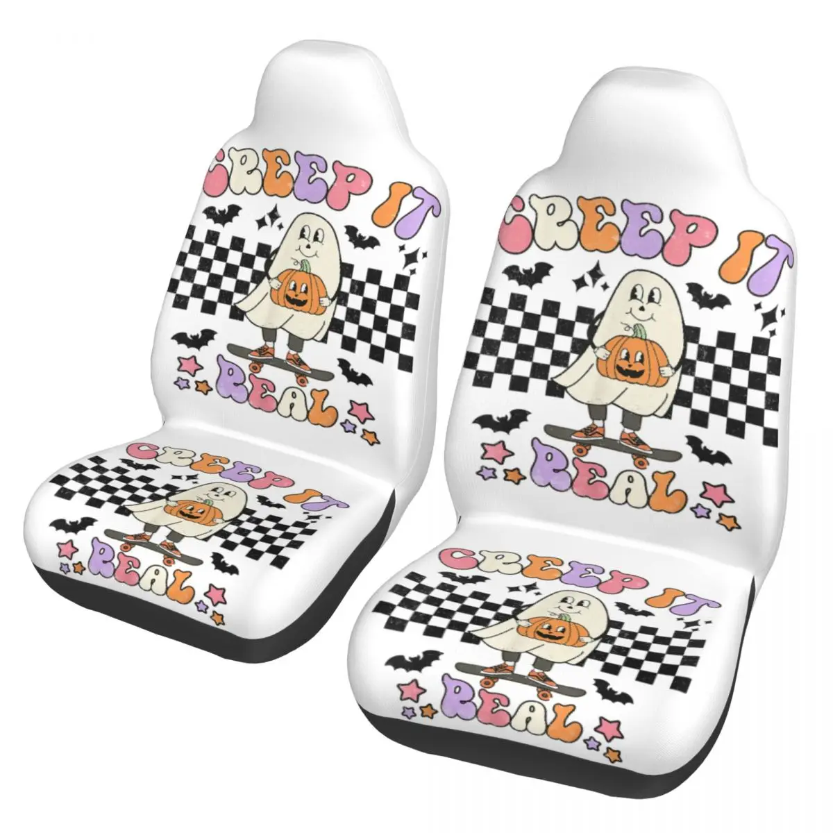 Cute Ghost Universal Car Seat Cover Four Seasons Suitable For All Kinds Models Halloween Seat Covers Fabric Fishing