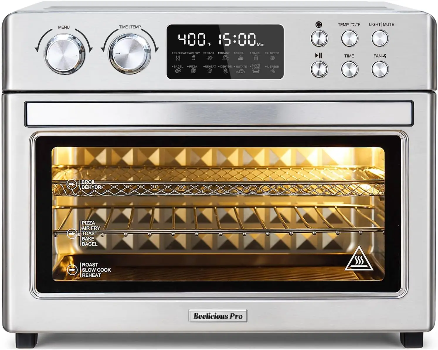 

28QT Air Fryer Toaster Oven Combo, Large 12-in-1 Convection Countertop Oven with 3-Layer Cooking, Rotisserie for Chicken, 6 Heat