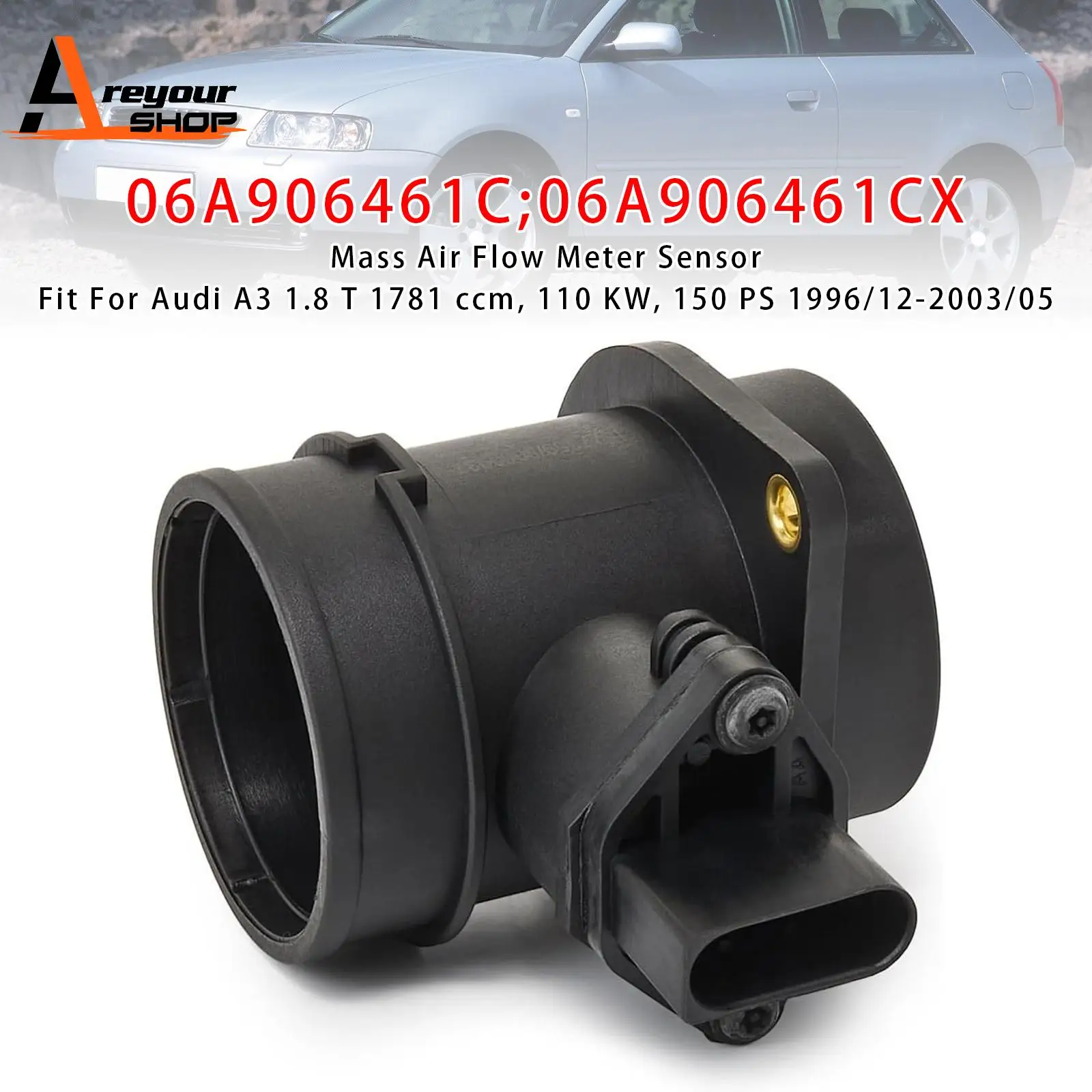

Mass Air Flow Meter Sensor for Audi A3 TT Volkswagen Cabriolet 06A906461C