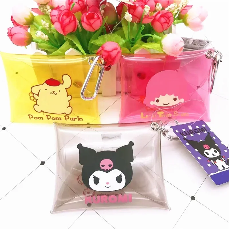 Monedero de Hello Kitty, monedero bonito, Mini billetera con cremallera, lápiz labial Sanrio Kuromi, bolso Kawaii, llavero, tarjetero de mano