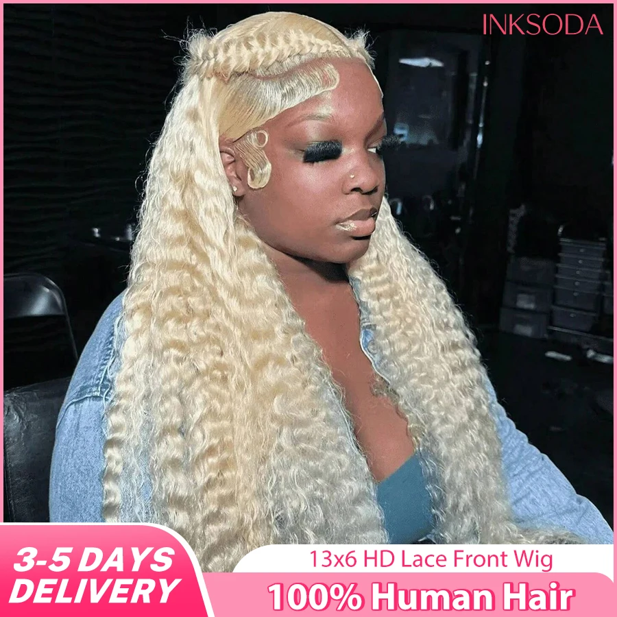 613 Diepe Golf Frontale Pruik 13x6 HD Watergolf Transparante Kanten Voorkant Pruiken 40 30 Inch Honingblond Menselijk haar Pruiken Remy 220 Dichtheid