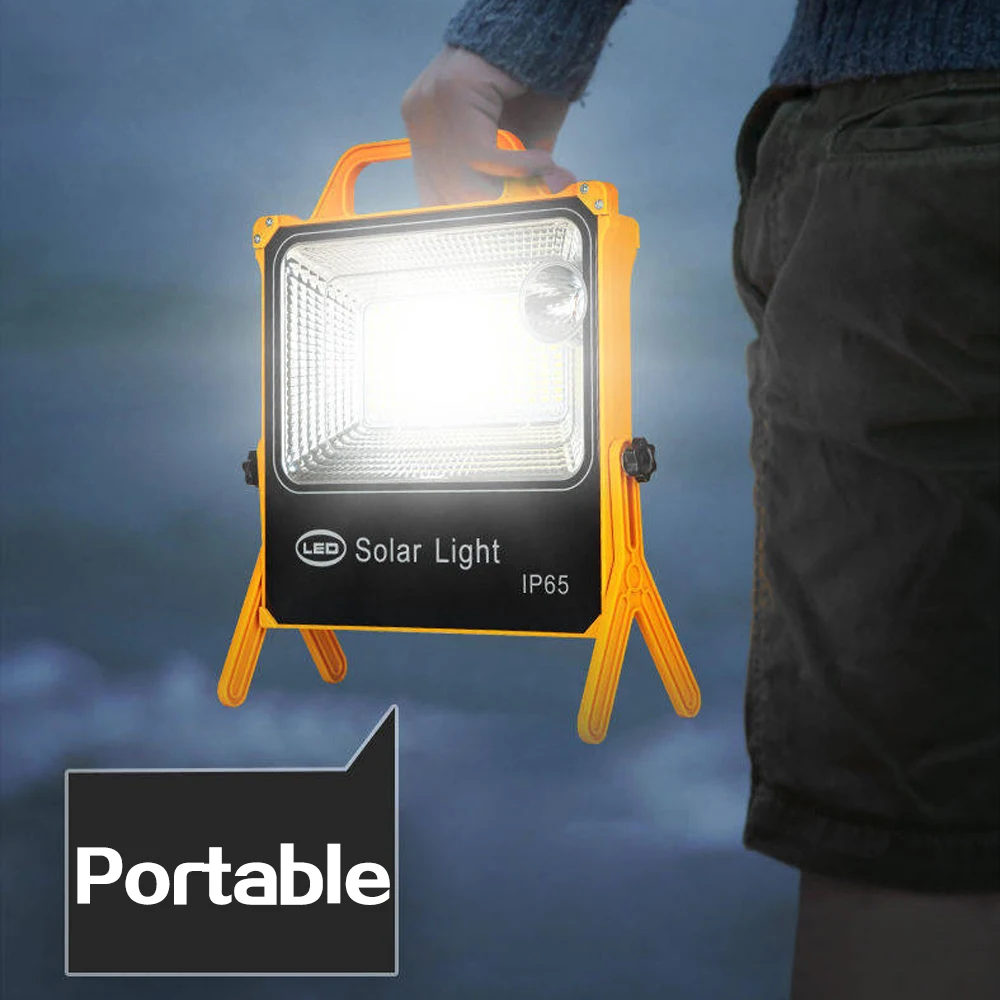 100W Solar Powered LED Work Light Waterproof Searchlight Recarregável Spotlight Solar Light Portable Camping Light Work Lamp