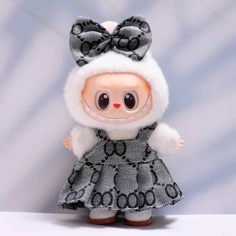 Labubu ตุ๊กตาเสื้อผ้าเด็ก Overalls คุณภาพสูงชุด Monster ชุดอุปกรณ์เสริมพิมพ์กระโปรงเสื้อผ้าของขวัญเด็ก